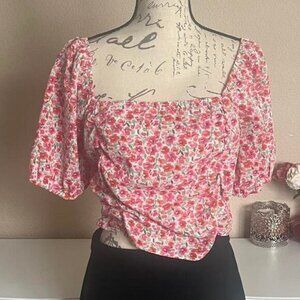 Shein floral ruched top